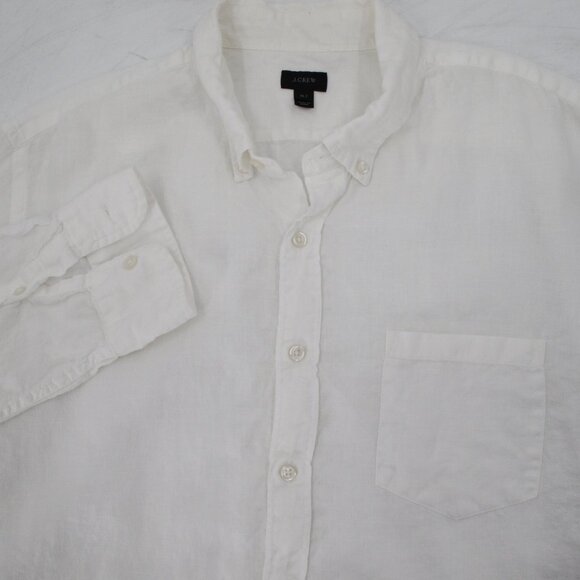 J Crew Shirt Mens XLT Baird McNutt Irish Linen Button Down Long Sleeve White - Picture 1 of 12